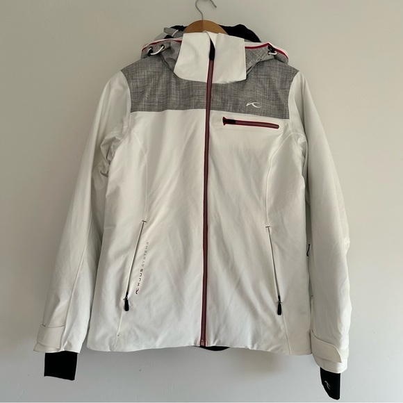 White and Gray Women's Ski Jacket - Picture 2 of 5
